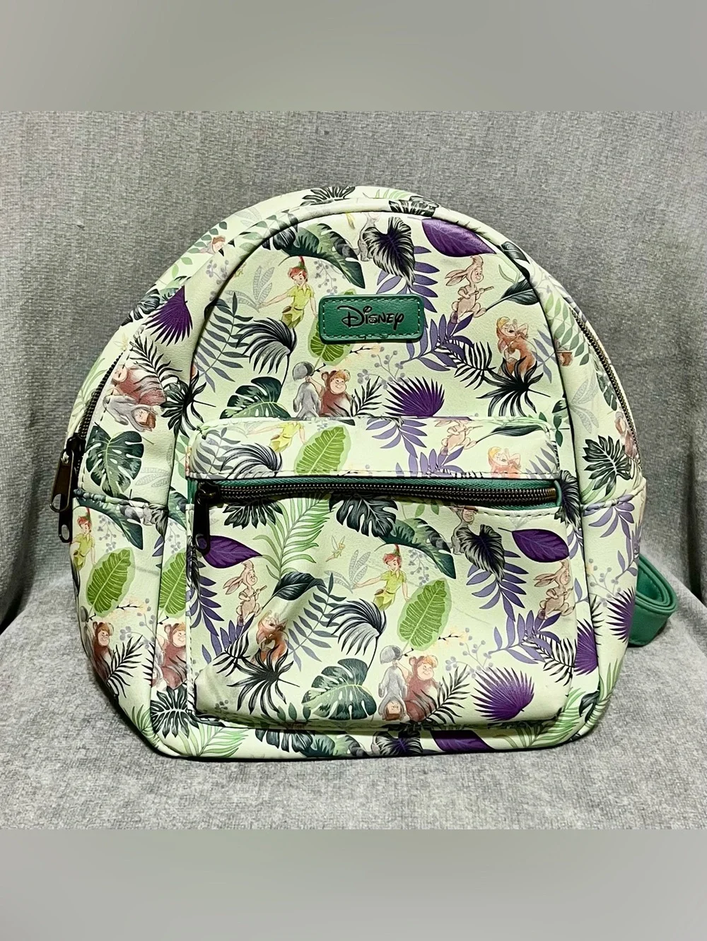 Disney Green Peter Pan Tinker Bell The Lost Boys Jungle Print Mini Backpack